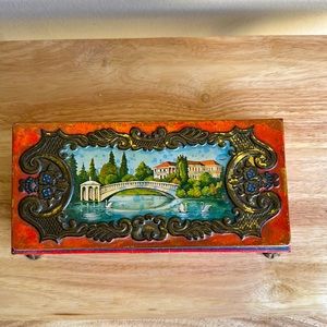 Vintage Metal Footed Trinket Box Embossed Tin Fricke and Nacke West Germany